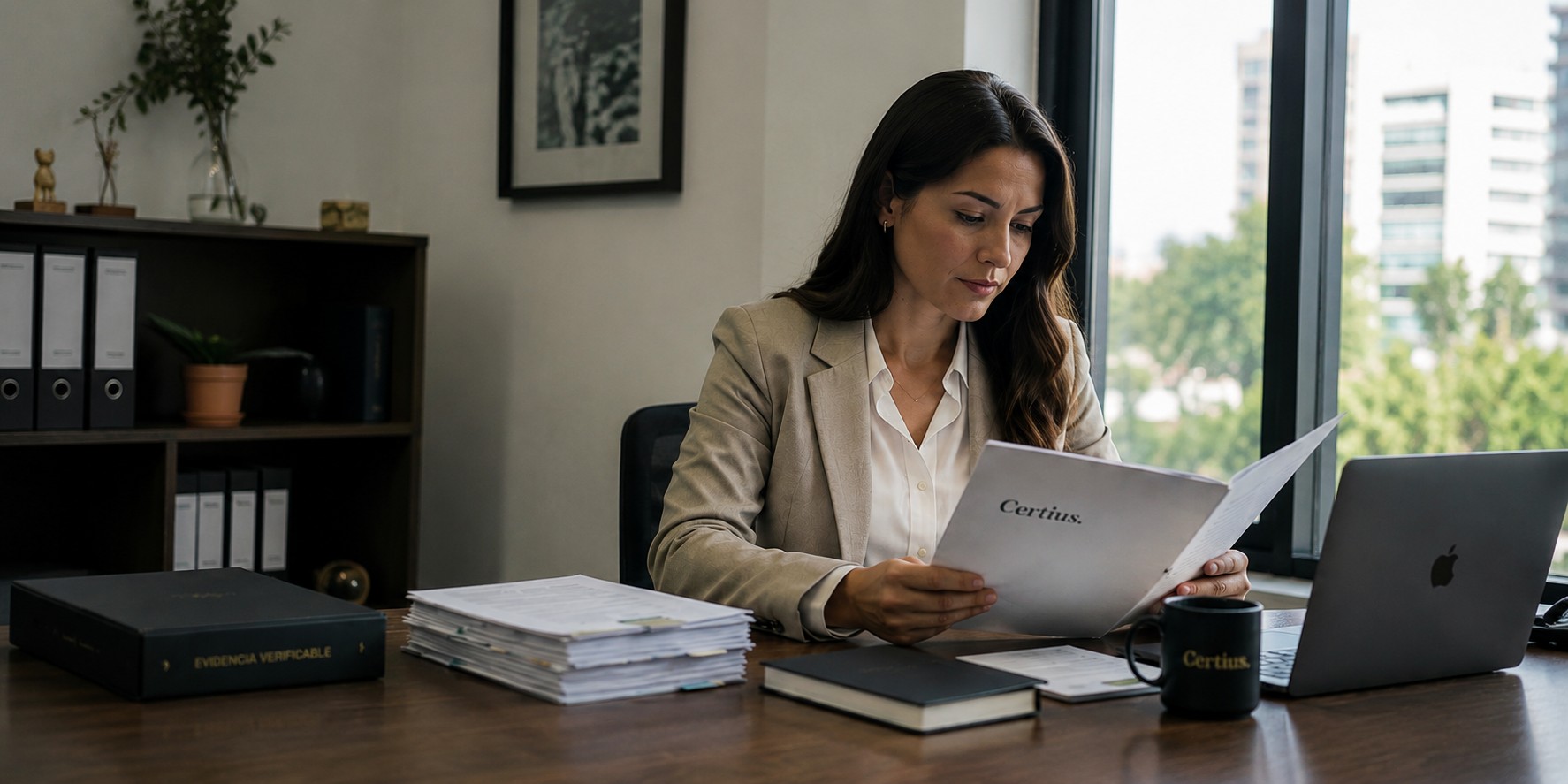 Responsable de RRHH revisando documentación de cumplimiento laboral